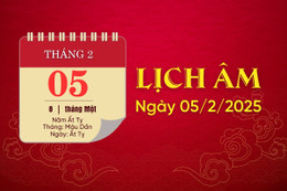 Lịch âm hôm nay ngày 5/2/2025: Sao Địa tài, tốt cho khai trương