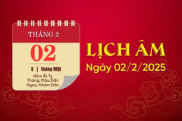 Lịch âm hôm nay ngày 2/2/2025: Hướng Nam đón Hỷ Thần