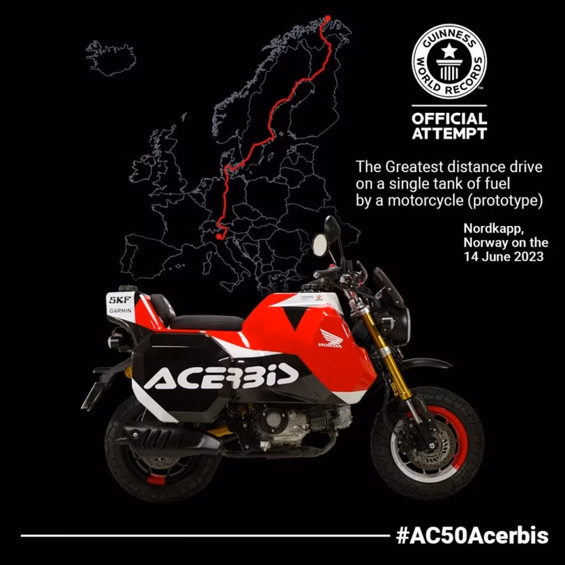 Chiếc Honda Monkey đi gần 4.200 km với chỉ một bình xăng