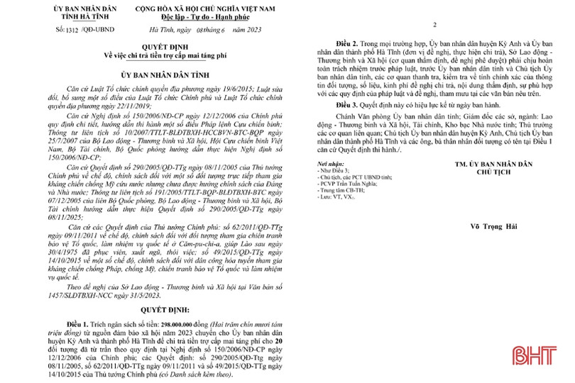 Chi trả hơn 8,9 tỷ đồng trợ cấp mai táng phí cho thân nhân người có công