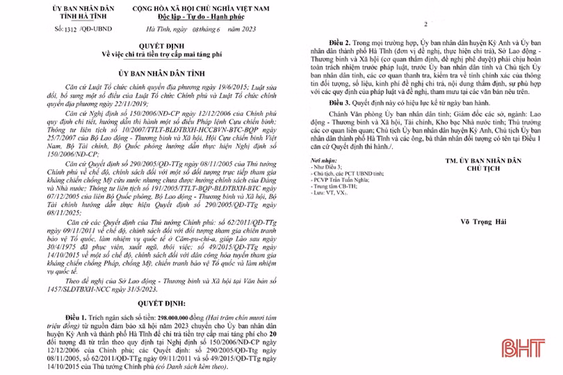 Chi trả hơn 8,9 tỷ đồng trợ cấp mai táng phí cho thân nhân người có công