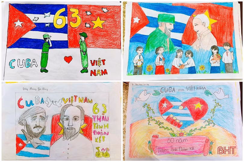Học sinh huyện miền núi Hà Tĩnh vẽ tranh “Thiếu nhi Việt Nam - Cuba thắm tình đoàn kết”