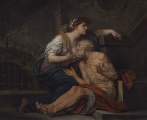 Cimon and Pero, tác phẩm sơn dầu của Jean-Baptiste Greuze (1725 - 1805). Ảnh: Alamy. an tinh sau buc tranh ong gia ngam bau nguc co gai tre