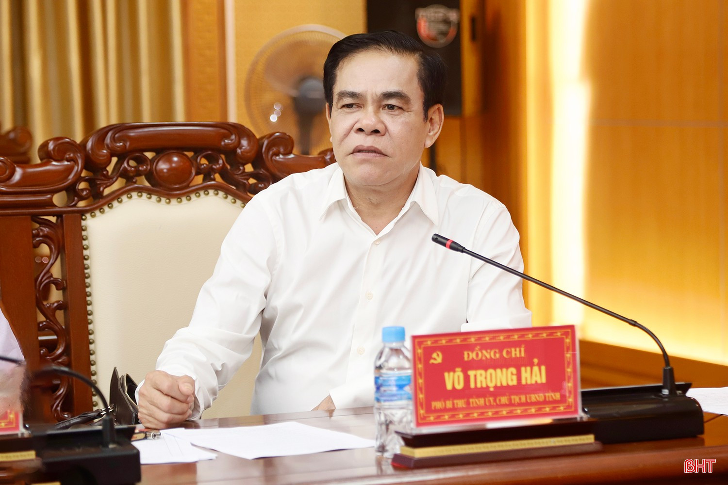 Chủ tịch UBND tỉnh Võ Trọng Hải cho ý kiến tại buổi làm việc.