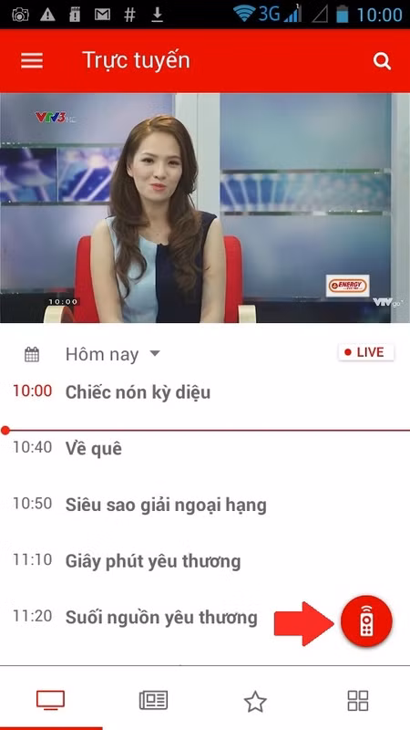 Mẹo xem EURO 2016 trên "app" VTVgo: VTVgo có khá nhiều mục khác nhau. Vì thế khi cần chuyển qua lại giữa 2 kênh VTV3 và VTV6, có thể chúng ta lại không biết hoặc không để ý đến nút màu đỏ (mũi tên). meo xem euro 2016 tren vtvgo co the ban chua biet