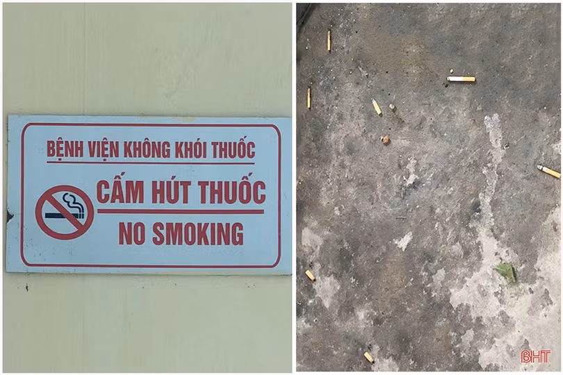 Vô tư “nhả” khói thuốc trong khuôn viên bệnh viện