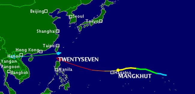 Áp thấp nhiệt đới cùng bão mạnh hướng vào biển Đông