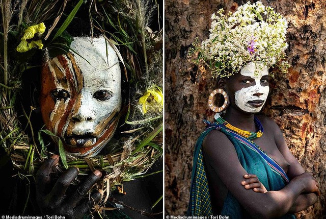 Vẻ đẹp độc đáo trong cách trang điểm, làm tóc của bộ lạc Châu Phi