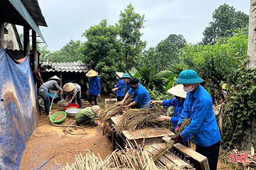 ĐVTN huyện Hương Khê cũng ra quân hỗ trợ các hộ hoàn cảnh khó khăn thu hoạch mùa màng... bqbht_br_ahk.jpg