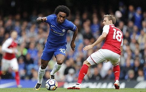david luiz nhan the do arsenal het dop toan thua chelsea o stamford bridge
