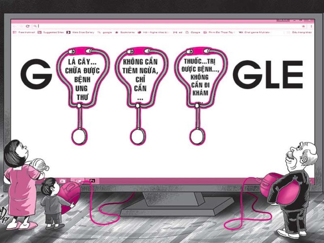Theo BS Trương Hữu Khanh, việc nhờ Google chữa bệnh mà không có sự tư vấn của BS có thể gây nguy hiểm cho sức khỏe và cả tính mạng, đặc biệt là chữa cho bệnh nhi. (Ảnh minh họa) danh cuoc mang song voi si google