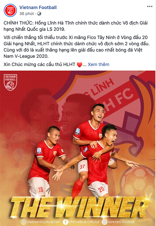 Hồng Lĩnh Hà Tĩnh thăng hạng V.League, cộng đồng mạng “dậy sóng”