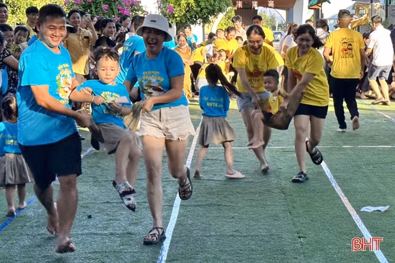 Phụ huynh, học sinh Trường Mầm non Trung Kiên vui ngày hội gia đình