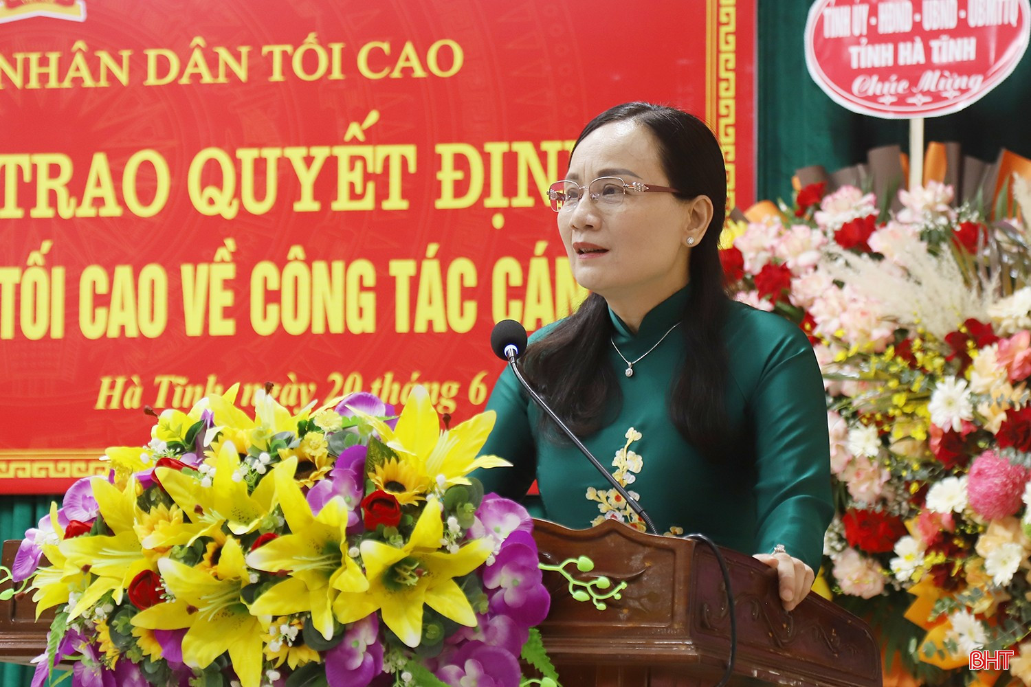 Nguyên Viện trưởng Viện KSND tỉnh Hà Tĩnh Lê Thị Quỳnh Hoa phát biểu. bqbht_br_c.jpg