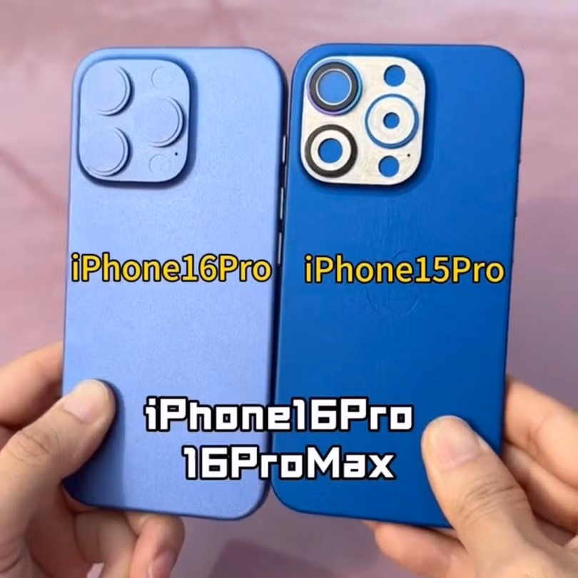Kích thước iPhone 16 Pro so với iPhone 15 Pro. Ảnh: Weibo.