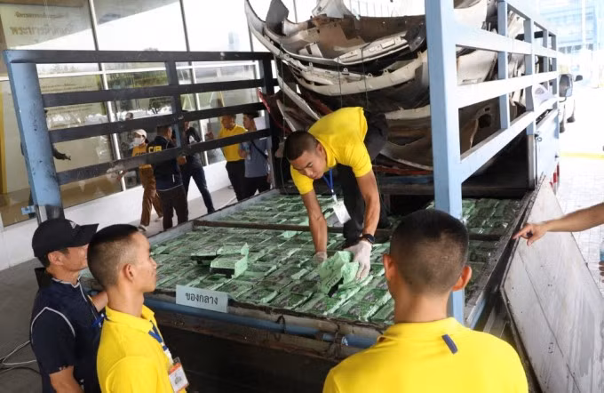 Số ma túy đá bị cảnh sát tỉnh Saraburi, Thái Lan thu giữ tháng 5/2023. Ảnh: AFP