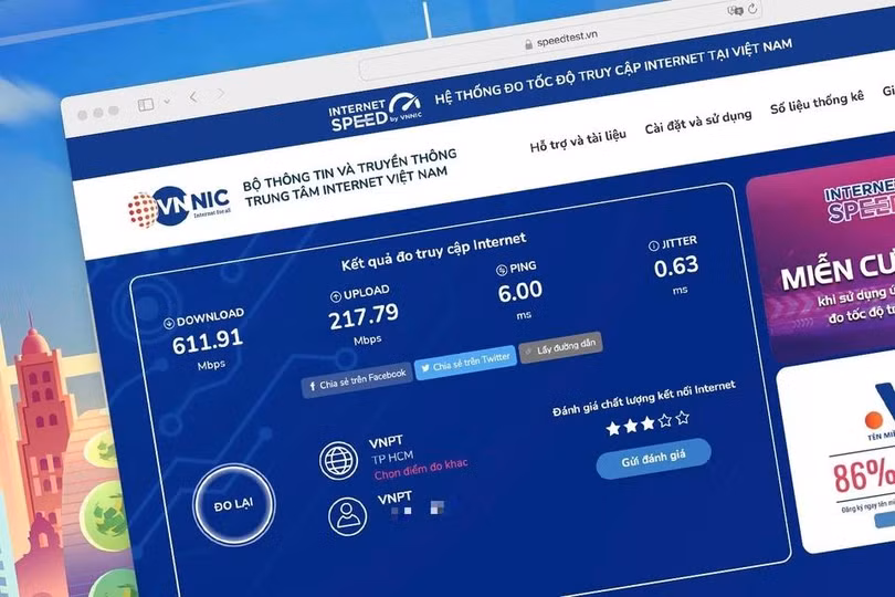 Công cụ đo tốc độ Internet i-Speed.