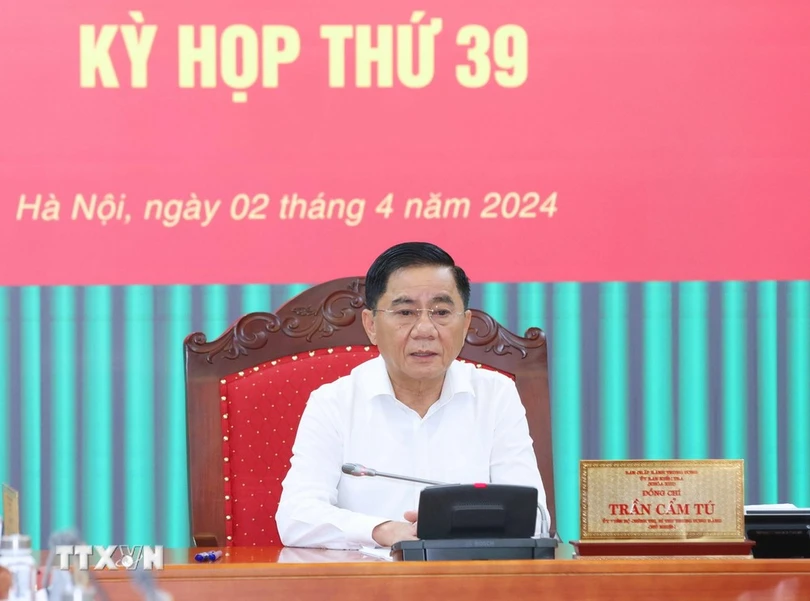 Đồng chí Trần Cẩm Tú, Ủy viên Bộ Chính trị, Bí thư Trung ương Đảng, Chủ nhiệm Ủy ban Kiểm tra Trung ương chủ trì Kỳ thứ 39. (Ảnh: Phương Hoa/TTXVN)