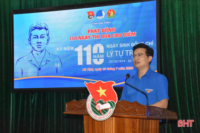 Phó Bí thư Tỉnh đoàn Hoàng Cẩm Thạch phát biểu phát động đợt thi đua cao điểm. 2.jpg