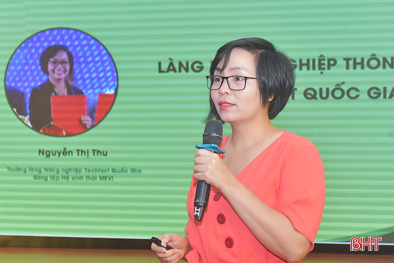Thạc sỹ Nguyễn Thị Thu - chuyên gia phát triển hệ sinh thái Trung Tâm hỗ trợ khởi nghiệp sáng tạo Quốc gia NSSC tham luận chuyên đề thúc đẩy KNĐMST theo phương pháp tiếp cận SMC. 1.jpg
