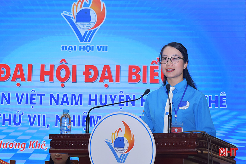Chị Kiều Thị Thu Hằng – Bí thư Huyện Đoàn, Phó Chủ tịch Hội LHTN huyện khóa VI khai mạc đại hội. 4.jpg