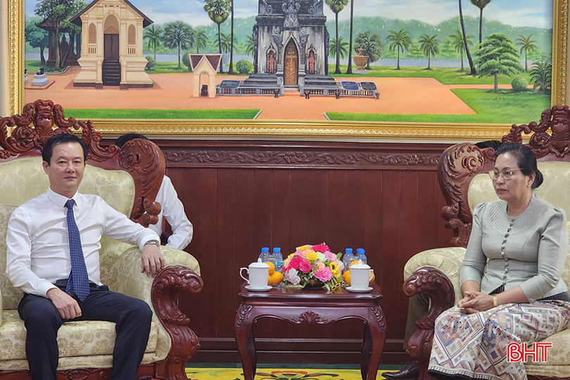 Phó Chủ tịch UBND tỉnh Trần Báu Hà trao đổi với lãnh đạo tỉnh Savannakhet. 6.jpg