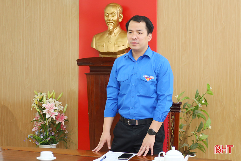 Bí thư Trung ương Đoàn Ngô Văn Cương phát biểu tại buổi làm việc. aIMG_5777.jpg