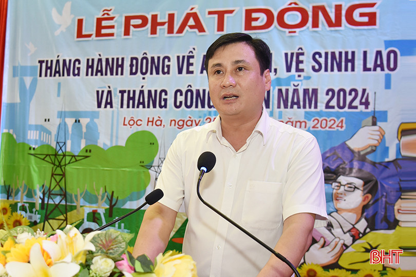 Phó Chủ tịch UBND huyện Lộc Hà Nguyễn Việt Cường phát động Tháng hành động về ATVSLĐ và Tháng Công nhân năm 2024. Phó Chủ tịch UBND huyện Lộc Hà Nguyễn Việt Cường phát động Tháng hành động về ATVSLĐ và Tháng Công nhân năm 2024.