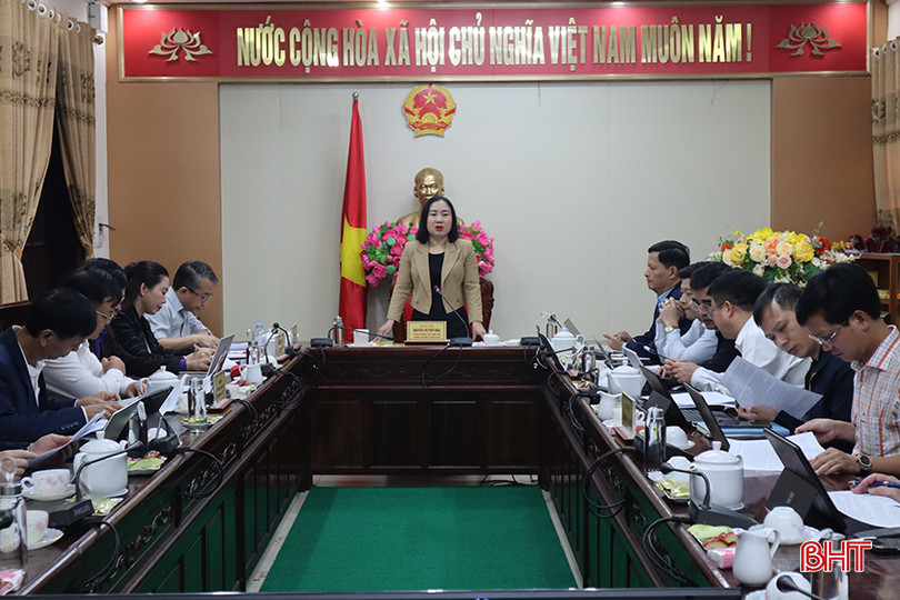 Trưởng ban Kinh tế - Ngân sách HĐND tỉnh Nguyễn Thị Thúy Nga chủ trì cuộc làm việc. IMG_1499.JPG