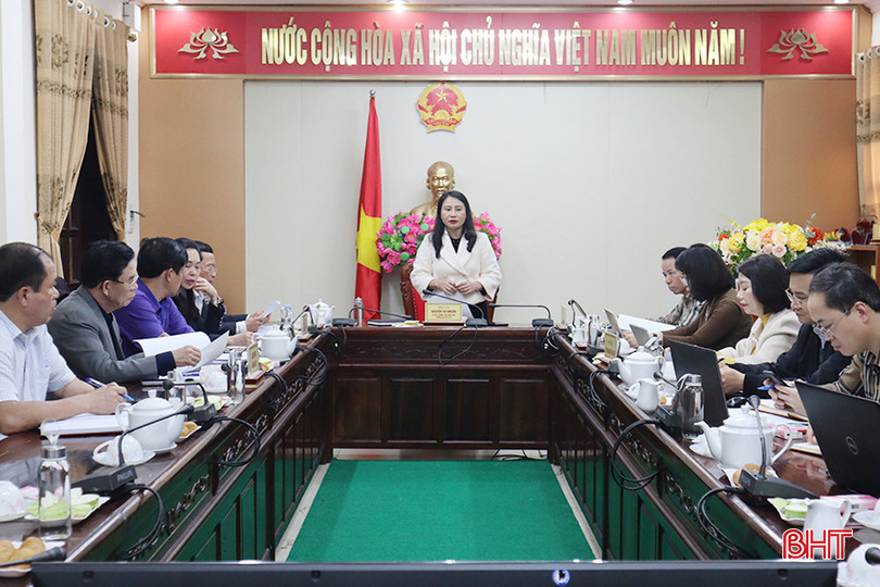 Trưởng ban Pháp chế HĐND tỉnh Nguyễn Thị Nhuần chủ trì cuộc làm việc. IMG_1601.JPG