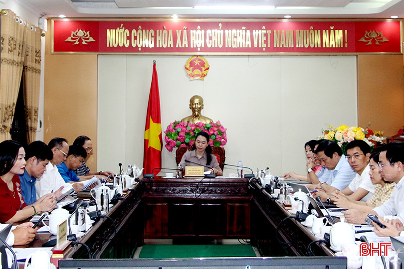 Trưởng ban Văn hóa - Xã hội HĐND tỉnh Đào Thị Anh Nga chủ trì cuộc làm việc. toan canh.JPG