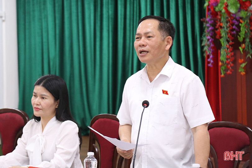 Phó Trưởng đoàn chuyên trách Đoàn ĐBQH tỉnh Trần Đình Gia phát biểu tại cuộc làm việc. giam-sat-giao-thong-ky-anh-10.jpg