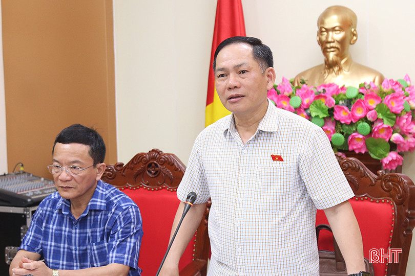 Phó Trưởng đoàn chuyên trách Đoàn ĐBQH tỉnh Trần Đình Gia phát biểu tại cuộc làm việc. quoc-lo-2.jpg