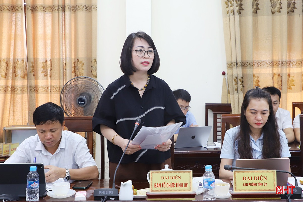 Phó trưởng Ban Tổ chức Tỉnh ủy Phan Thị Tố Hoa góp ý về các nhiệm vụ công tác xây dựng đảng trong nhiệm kỳ mới. bqbht_br_1.jpg