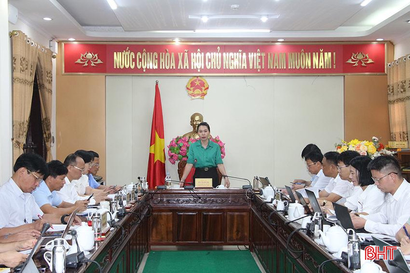 Trưởng ban Văn hóa - Xã hội HĐND tỉnh, Trưởng đoàn giám sát Đào Thị Anh Nga chủ trì cuộc làm việc. toành cảnh làm việc với văn phòng Đất đai.JPG