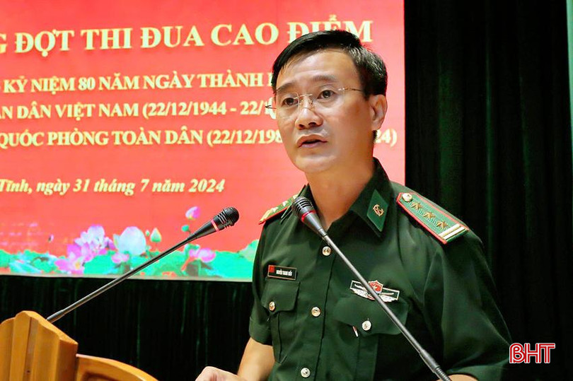 Thượng tá Nguyễn Thanh Hiếu – Phó Chủ nhiệm Chính trị thừa ủy quyền của lãnh đạo Bộ Chỉ huy BĐBP tỉnh phát động thi đua. 1 (1).jpg