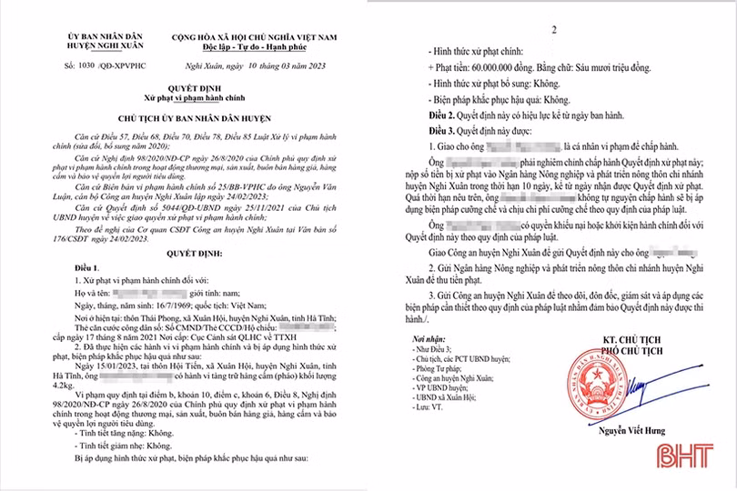 Xử phạt 90 triệu đồng đối với 2 trường hợp tàng trữ, buôn bán pháo nổ ở Nghi Xuân