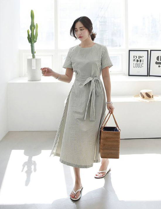 Váy áo thắt eo mùa hè cho nữ nhân viên văn phòng