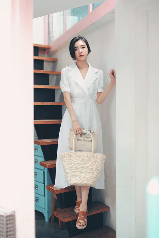 Váy áo thắt eo mùa hè cho nữ nhân viên văn phòng