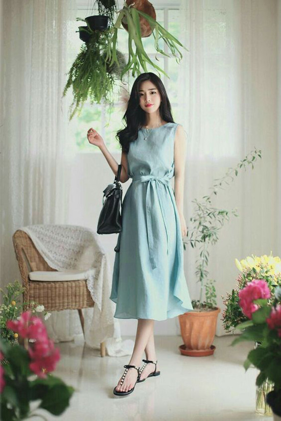 Váy áo thắt eo mùa hè cho nữ nhân viên văn phòng