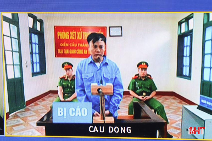 Bị cáo Trịnh Văn Cao tham gia phiên toà tại điểm cầu Trại Tạm giam Công an tỉnh. 3.jpg