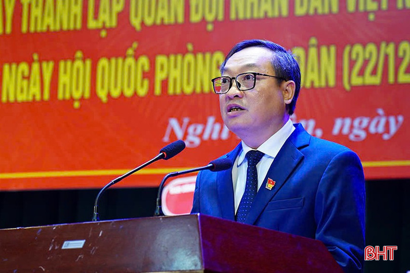 Bí thư Huyện ủy Nghi Xuân Đặng Trần Phong phát biểu tại buổi lễ bqbht_br_5.jpg