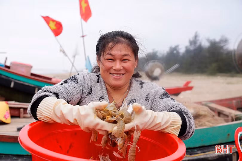 Niềm vui khi trúng "lộc biển” của ngư dân Nghi Xuân.