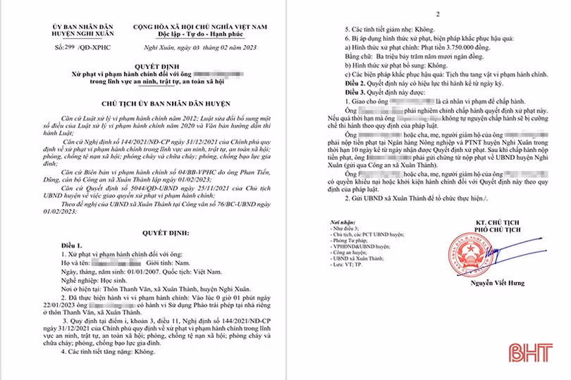 Nghi Xuân: Xử phạt 3 trường hợp tuổi vị thành niên tàng trữ, sử dụng pháo trái phép