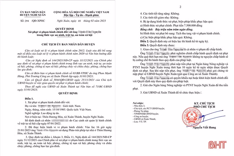 Sử dụng pháo trái phép, người đàn ông ở Nghi Xuân bị phạt 7,5 triệu đồng