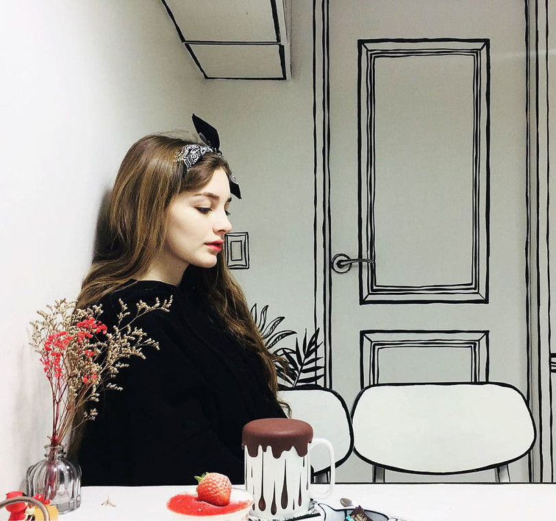 Quán cà phê đánh lừa thị giác độc đáo ở Hàn Quốc