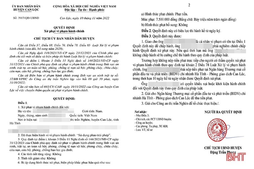 Một thanh niên ở Lộc Hà bị xử lý hình sự vì sản xuất pháo