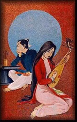 Kiều đánh đàn cho Thúc Sinh nghe. Ảnh: mekongnet.ru