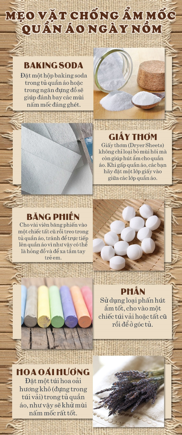 meo chong am moc cho quan ao ngay nang nong