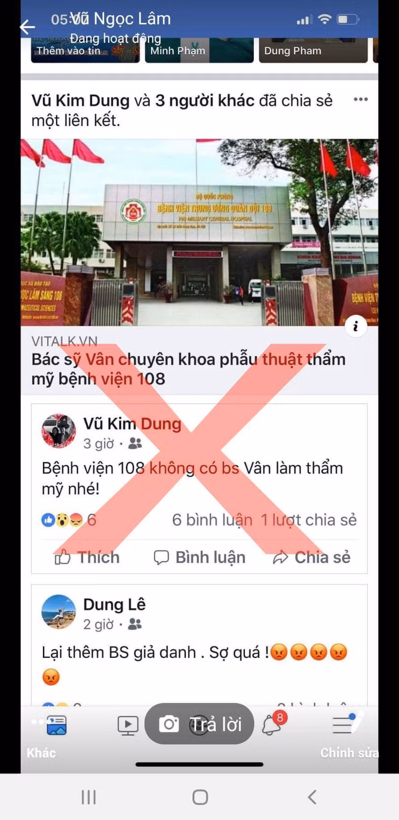 Giả mạo BV Trung ương Quân đội 108 để lừa bán mỹ phẩm, thực phẩm chức năng